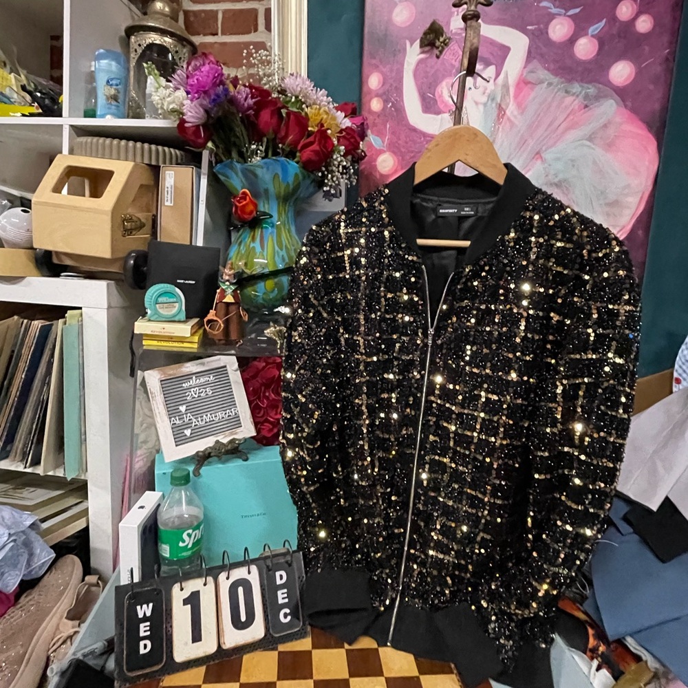 Black gold sequins jacket